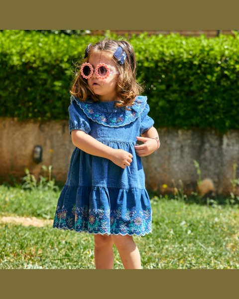Denim dress with embroidery (12 months-5 years)