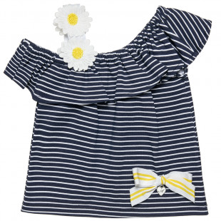 Μπλούζα ριγέ με cut out στους ώμους και φιόγκο (2-5 years)