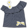 Blouse stripped cut out and bow (2-5 years)