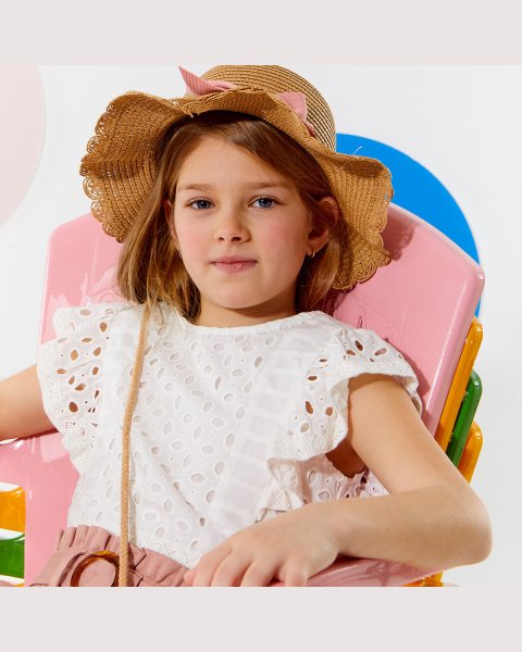 Crop top with cutwork embroidery (6-14 years)
