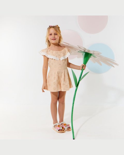 Playsuit with cutwork embroidery (18 months-5 years)