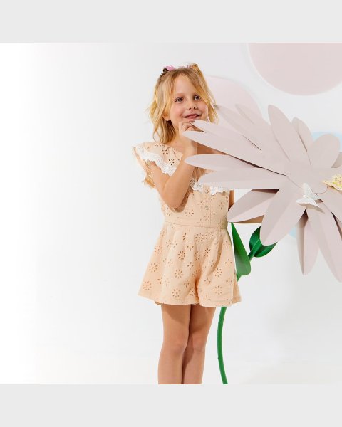 Playsuit with cutwork embroidery (18 months-5 years)