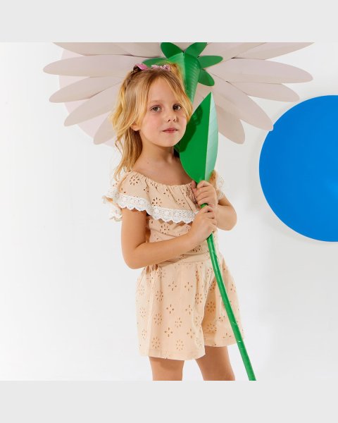 Playsuit with cutwork embroidery (18 months-5 years)