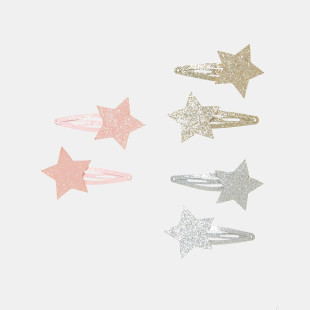 Hair clip stars with glitter - 6pcs set