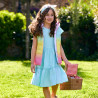 Dress with waffle texture and ruffles (6-12 years)