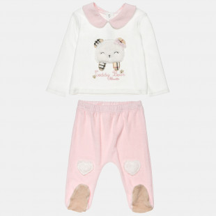 Set velour with embroidery and fur detail (3-12 months)