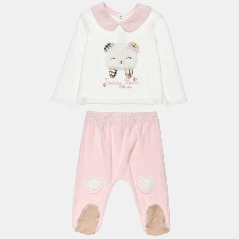 Set velour with embroidery and fur detail (3-12 months)