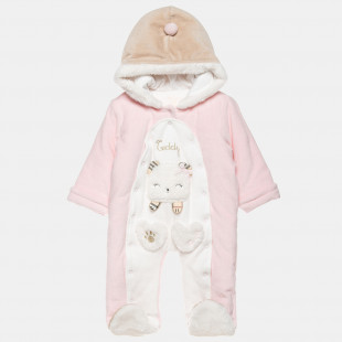 Pramsuit with embroidery and fur details (1-12 months)