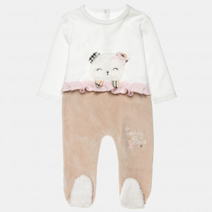 Babygrow velour with ruffles and fur detail (1-12 months)