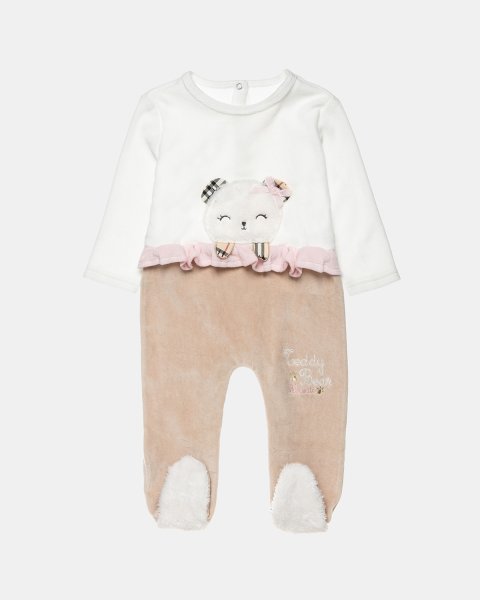 Babygrow velour with ruffles and fur detail (1-12 months)
