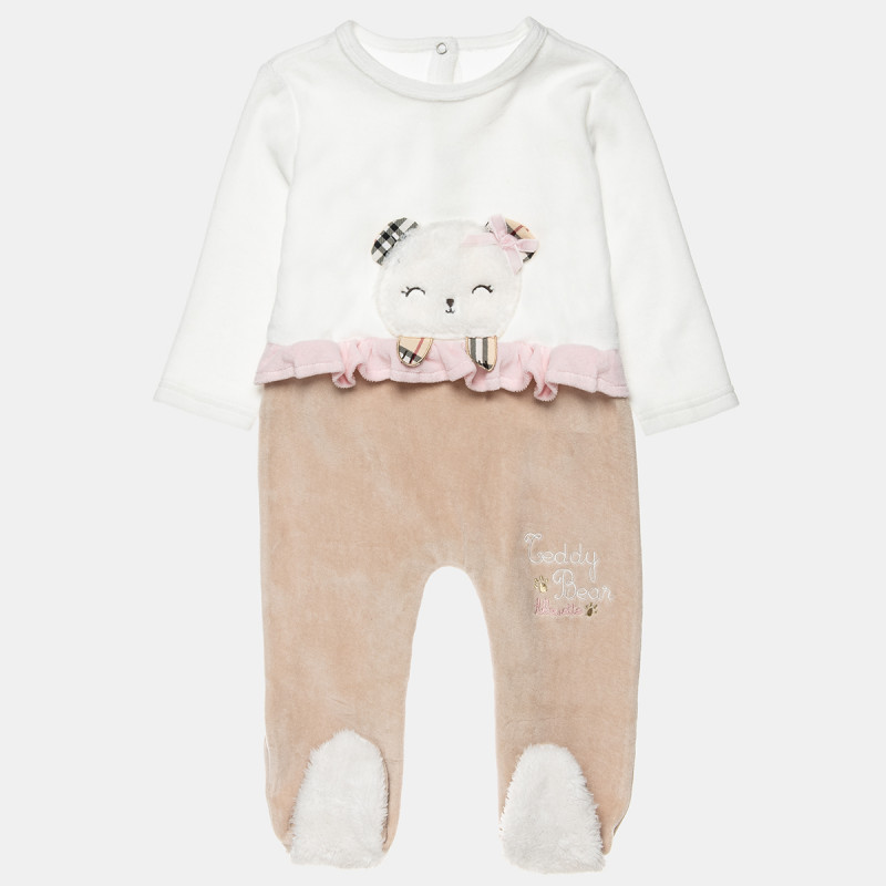 Babygrow velour with ruffles and fur detail (1-12 months)