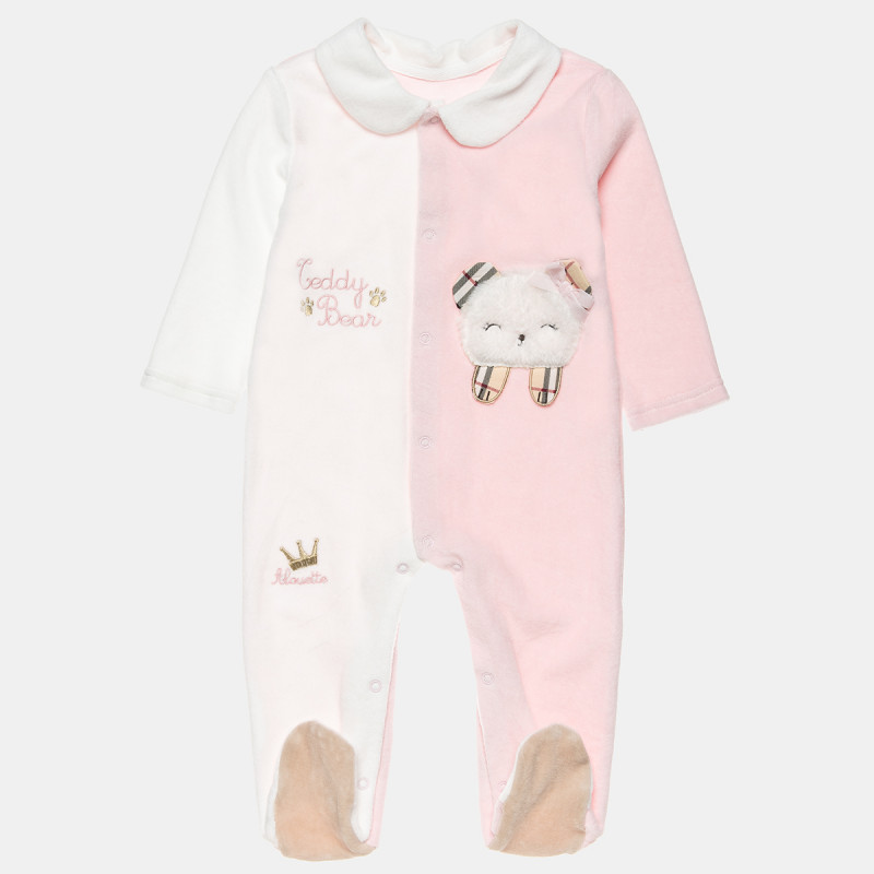 Babygrow velour with fur detail (1-12 months)