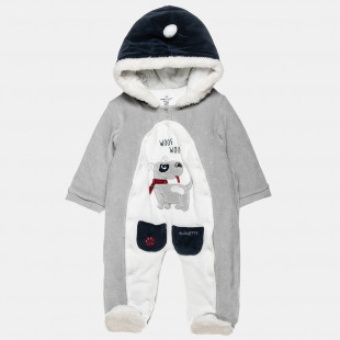 Pramsuit velour with embroidery (1-12 months)