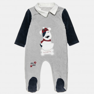 Babygrow velour with embroidery and side opening (1-12 months)