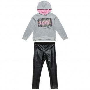 Set Moovers sweatshirt with patch and leather leggings (6-16 years)