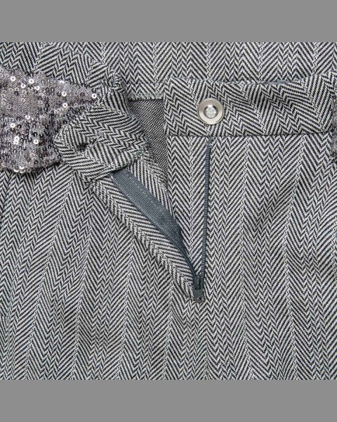 Trousers pied de poule fabric and detachable belt (6-14 years)