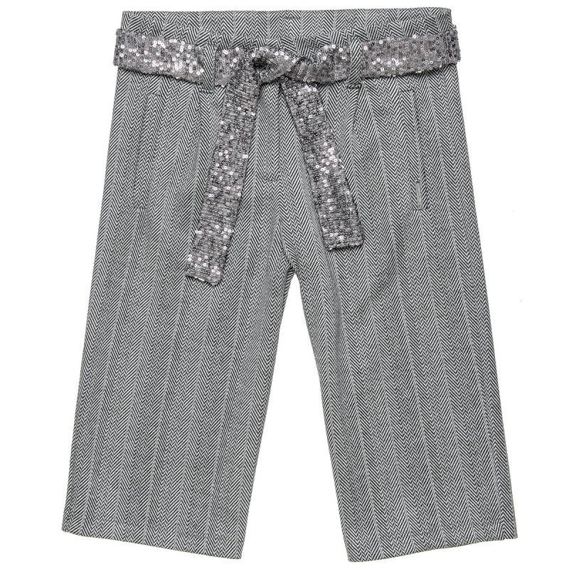 Trousers pied de poule fabric and detachable belt (6-14 years)