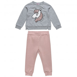 Set Moovers sweatshirt with unicorn patch and pants (18 months-5 years)