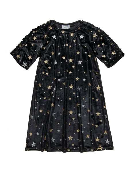 Dress velour with all over star (6-14 years)
