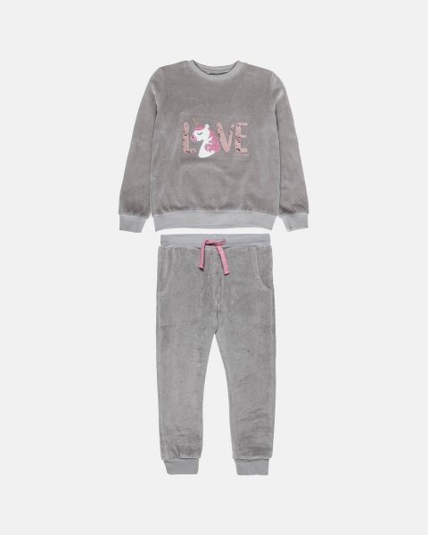 Tracksuit velour with sequins and embroidery (12 months-5 years)