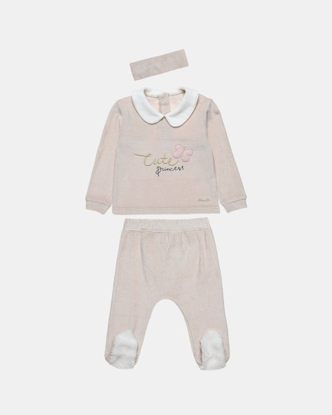 Set velour Tender Comforts with emboidery and headband (3-12 months)