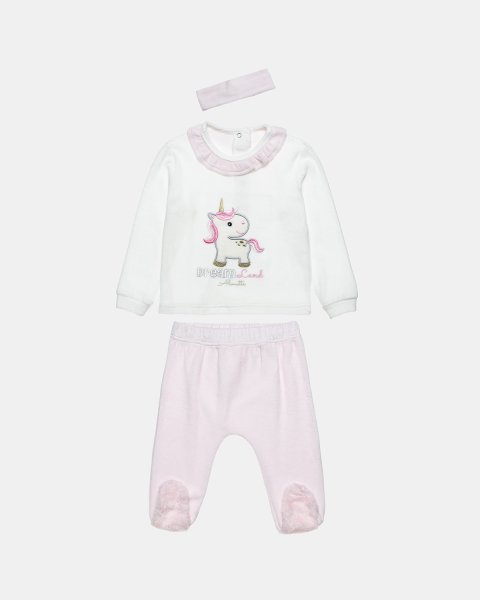 Set velour Tender Comforts with emboidery and headband (3-12 months)