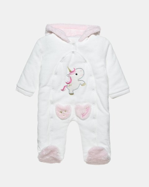 Pramsuit velour Tender Comforts with eco fur details (1-12 months)