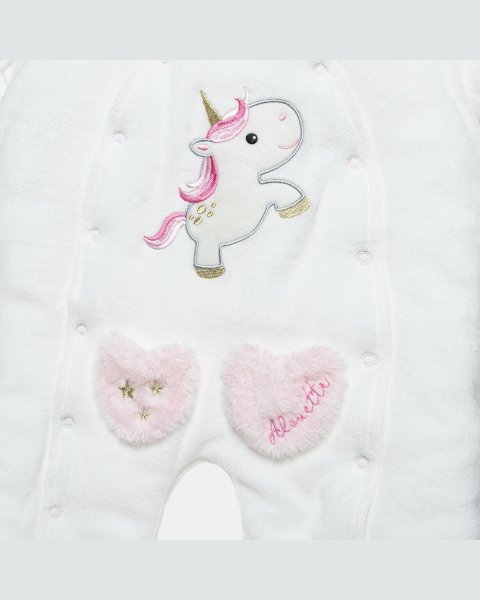 Pramsuit velour Tender Comforts with eco fur details (1-12 months)