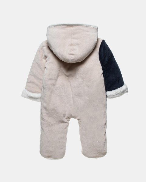 Pramsuit velour Tender Comforts with eco fur details (1-12 months)