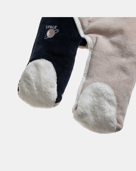 Pramsuit velour Tender Comforts with eco fur details (1-12 months)