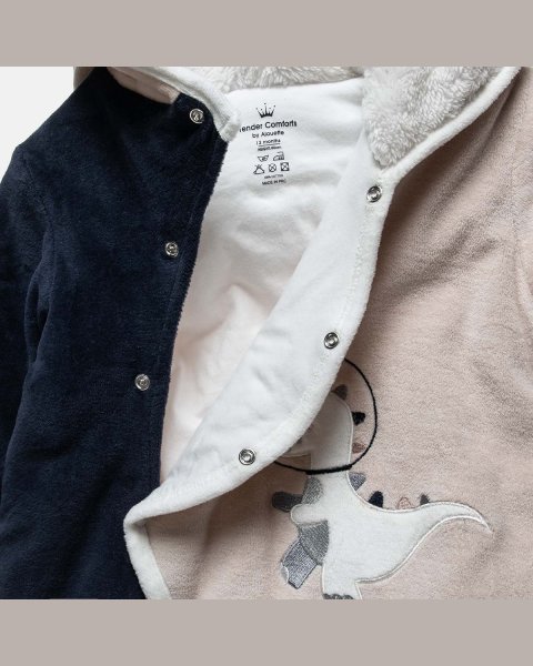 Pramsuit velour Tender Comforts with eco fur details (1-12 months)