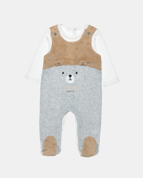 Babygrow velour with embroidery and 3D ears (1-12 months)