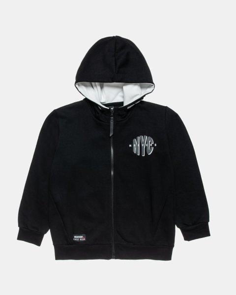 Zip hoodie cotton fleece blend Moovers with embossed details (6-16 years)