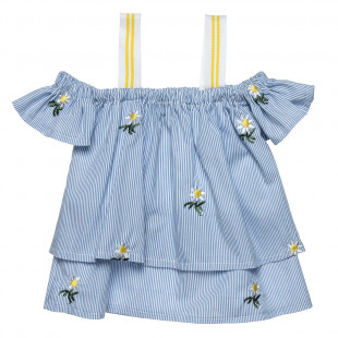 Μπλούζα με ρίγες και βολάν (6-14 ετών)