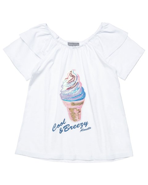 Sequin top with frilled shoulders (6-14 years)