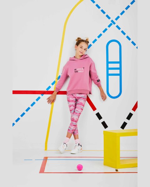 Long sleeve top cotton fleece blend with embossed print (6-16 years)