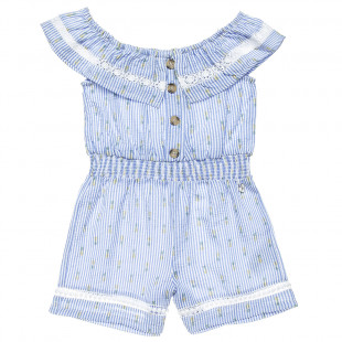 Playsuit with elasticated waist and broderie collar (6-12 years)
