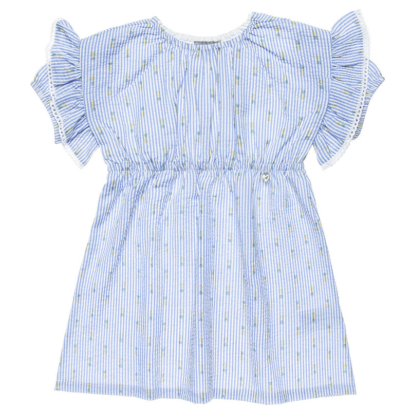 Dress with frilled shoulders and pineapple print (6-12 years)