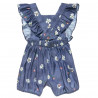 Denim babygrow with frilled shoulders and ladybug print (1-9 months)