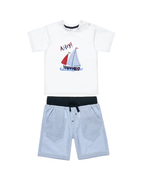 Set t-shirt with print and stripe shorts (3 months-2 years)