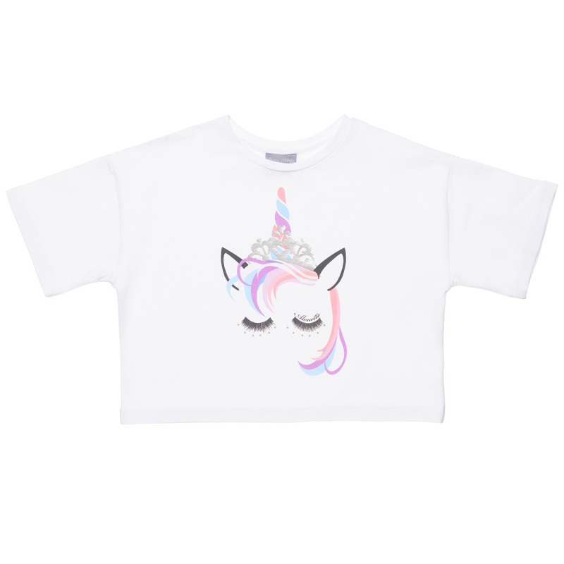 Crop top with foil detail print (6-16 years)