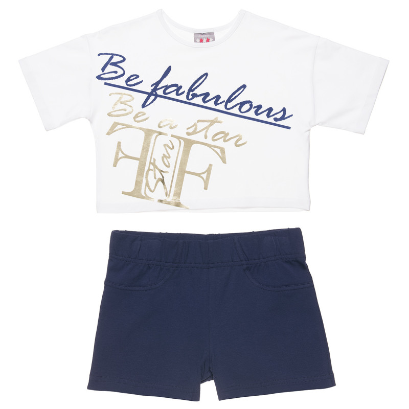 Set Five Star decorated with gold foil print and shorts (6-16 years)