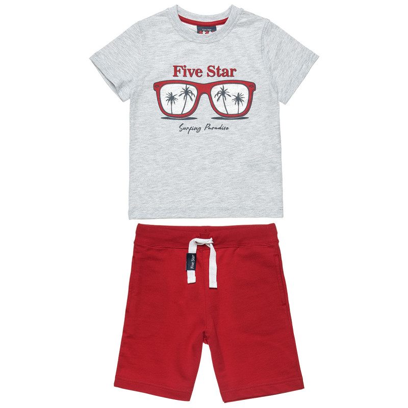 Set Five Star t-shirt with foil print and shorts (9 months-5 years)