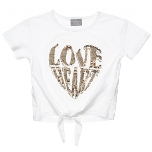 Μπλούζα με διπλή παγιέτα και δέσιμο μπροστά (6-16 ετών)