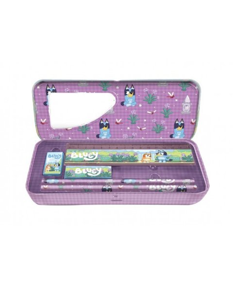 Metal pencil case with Bluey stationery
