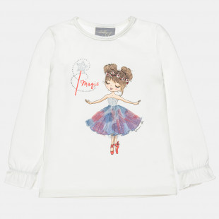 Long sleeve top with strass and tulle detail (6 months-5 years)