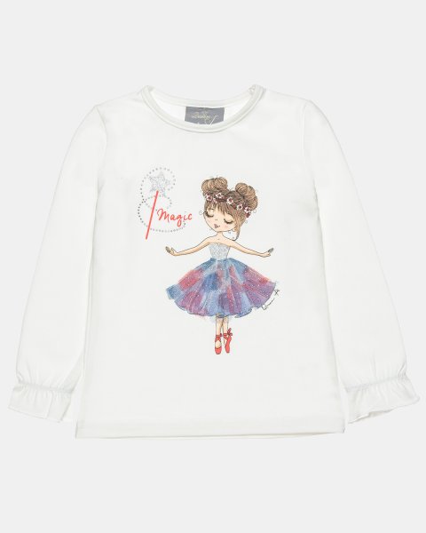 Long sleeve top with strass and tulle detail (6 months-5 years)