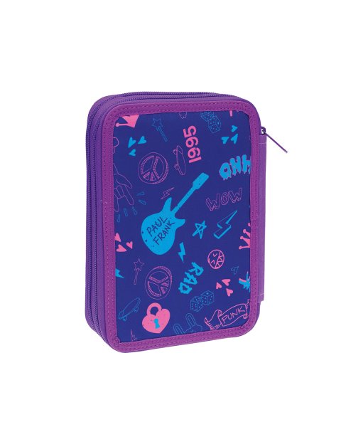 Pencil case Paul Frank Bubble with double zipper and slots