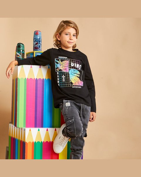 Long sleeve top with embossed letters (6-14 years)