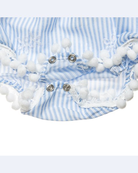 Babygrow with stripes, pom pon and hair ribbon (1-9 months)